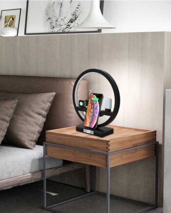3-i-1 QI trådløs LED docking station til airpods, iwatch og iphone