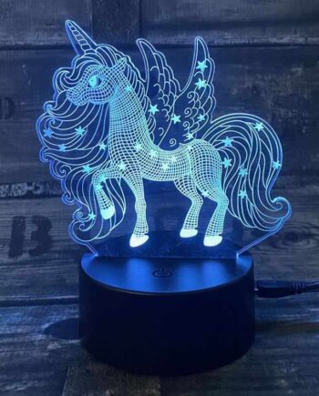 Enhjørning 3D lampe