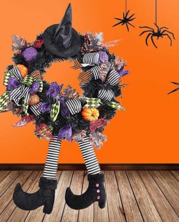 Halloween dørpynt med heks og sløjfer